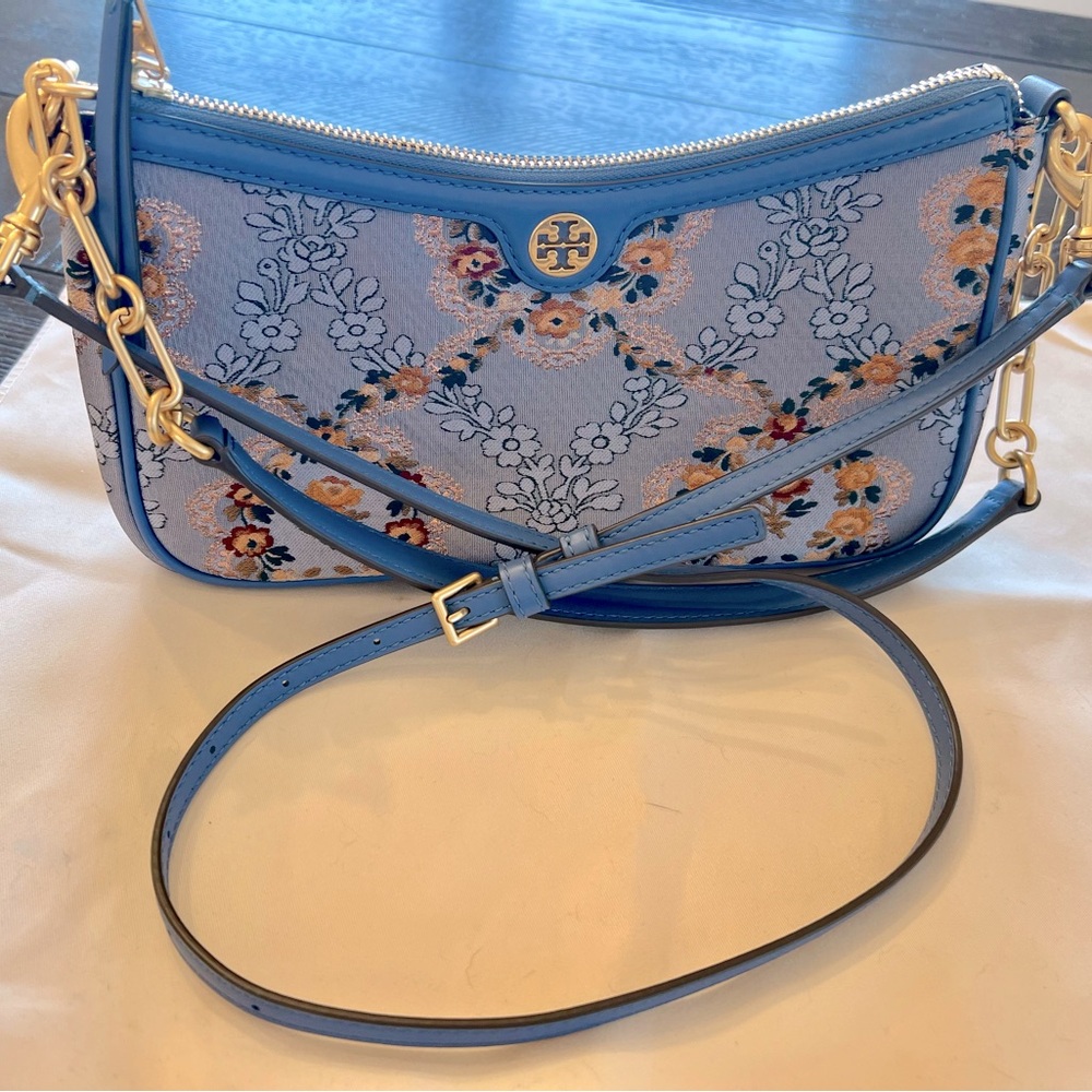 Authentic Tory Burch Monogram Brocade Studio Bag